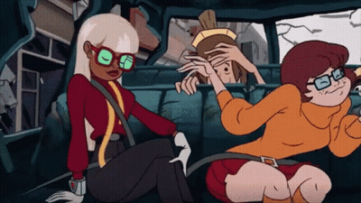 Cartoon Characters Sitting In A Car GIF