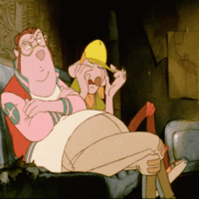 Cartoon Characters Sitting On Couch GIF