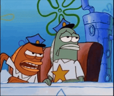 Cartoon Characters Sitting Together With Police Hat GIF