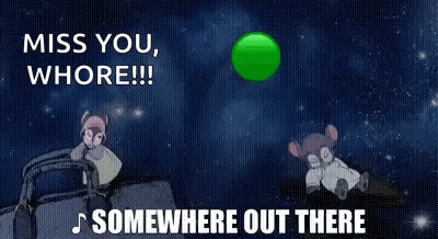 Cartoon Characters Sitting With Green Balloon GIF