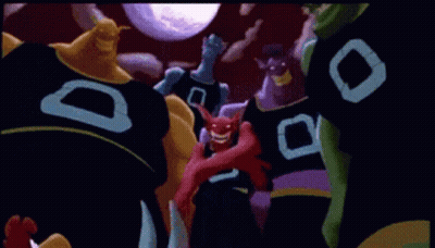 Cartoon Characters Standing Before Moon GIF