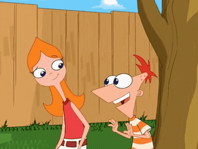 Cartoon Characters Standing By Fence GIF
