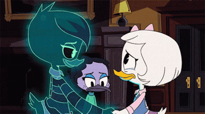 Cartoon Characters Standing In Dark Room GIF