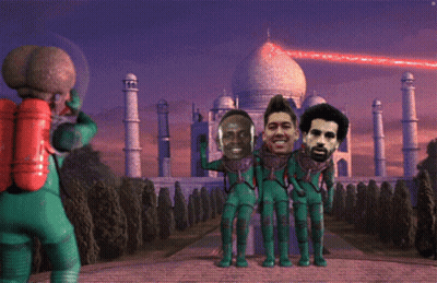 Cartoon Characters Standing In Front Of Building With Their Faces GIF