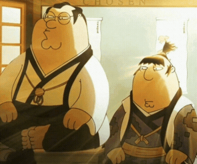 Cartoon Characters Standing In Front Of Chosen Sign GIF