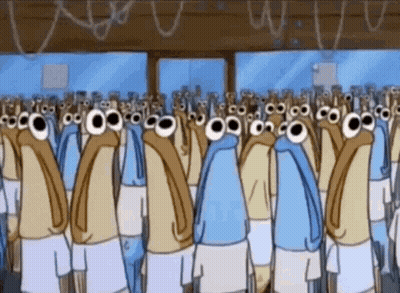 Cartoon Characters Standing In Line GIF
