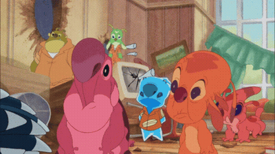 Cartoon Characters Standing In Room GIF