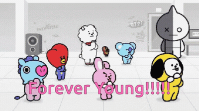 Cartoon Characters Standing In Room Forever Young GIF