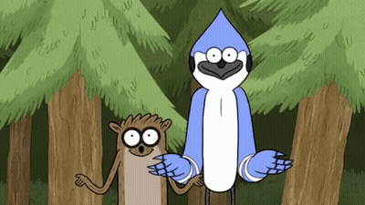 Cartoon Characters Standing In Woods GIF