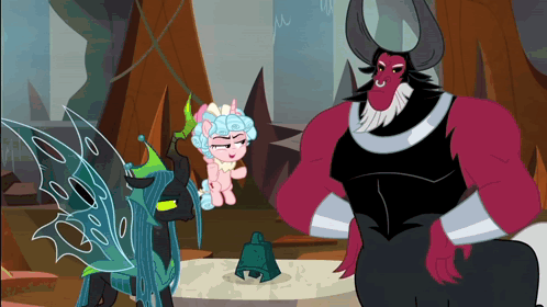 Cartoon Characters Standing Next To Each Other Including A Pony GIF