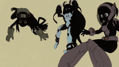 Cartoon Characters Standing Next To Each Other GIF