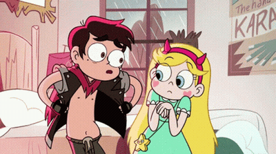 Cartoon Characters Standing Next To Kara Sign GIF
