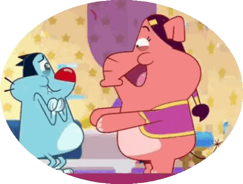 Cartoon Characters Standing Next To Pig Sticker