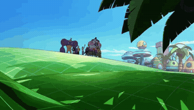 Cartoon Characters Standing on a Hill