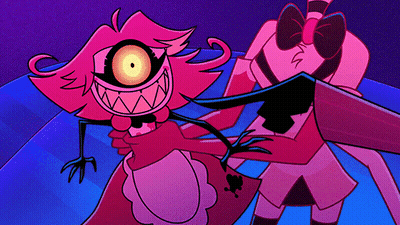 Cartoon Characters Standing On Purple Background GIF