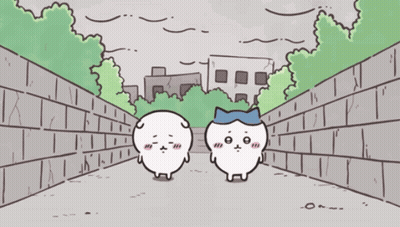 Cartoon Characters Standing On Sidewalk GIF