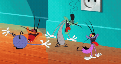 Cartoon Characters Standing On Wood Floor GIF