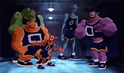 Cartoon Characters Standing Together GIF