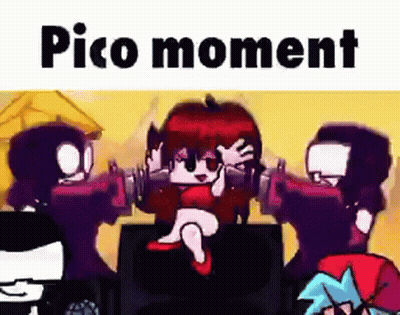 Cartoon Characters Standing Together In Pico Moment Video Game GIF