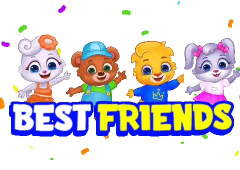 Cartoon Characters Standing With Best Friends Sticker