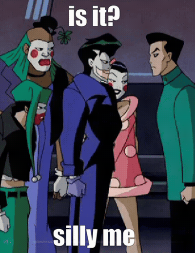 Cartoon Characters Standing With Caption Is It Silly Me GIF