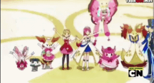 Cartoon Characters Standing With CN GIF