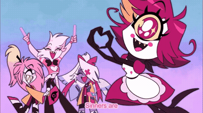 Cartoon Characters Standing With Sinners Above GIF