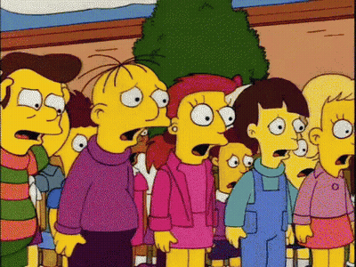 Cartoon Characters Surprised By Christmas Tree GIF