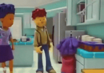 Cartoon Characters Talking In Kitchen GIF
