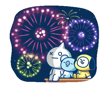 Cartoon Characters Watching Fireworks Sticker