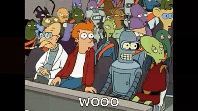 Cartoon Characters Watching Game In Stadium GIF