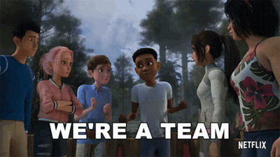 Cartoon Characters We're A Team GIF