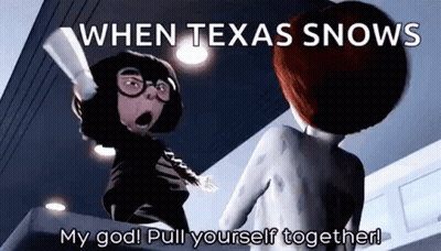 Cartoon Characters When Texas Snows My God Pull Yourself Together GIF