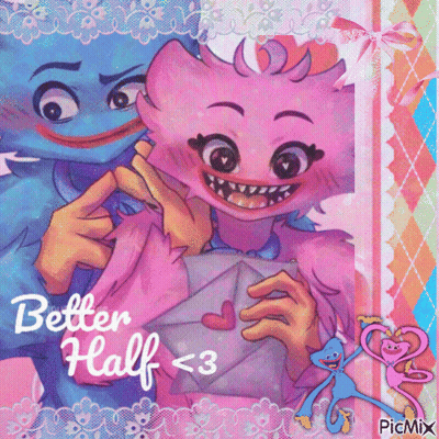 Cartoon Characters With Better Half Heart GIF
