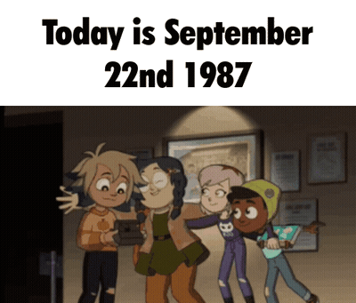 Cartoon Characters With Date September 22Nd 1987 GIF
