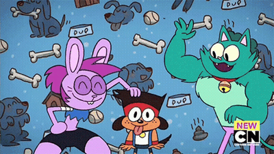Cartoon Characters With Dog Tag Saying Pup GIF