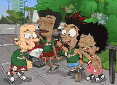 Cartoon Characters With Green Shirt Saying Mexico GIF
