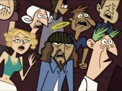 Cartoon Characters With Man And Halo GIF