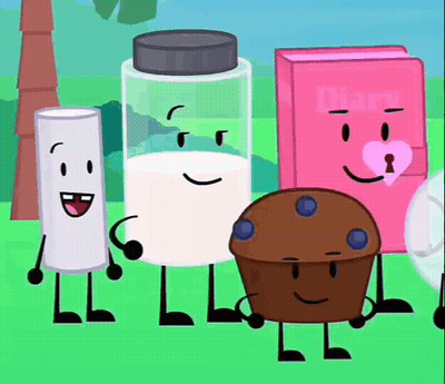 Cartoon Characters With Muffin And Diary GIF