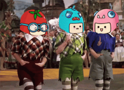 Cartoon Characters With One Wearing Tomato Hat GIF