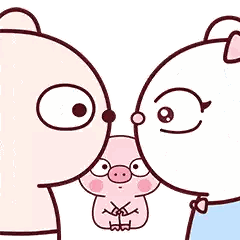 Cartoon Characters With Pink Pig Sticker