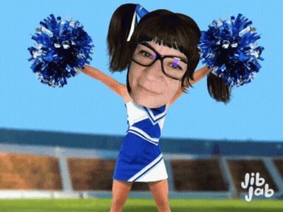 Cartoon Cheerleader With Jib Jab GIF