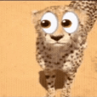 Cartoon Cheetah With Big Eyes In Desert GIF