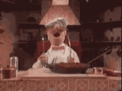 Cartoon Chef Cooking With Frying Pan And Spoon GIF