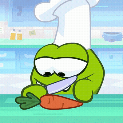 Cartoon Chef Cutting Carrot GIF