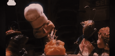 Cartoon Chef Holding Knife GIF