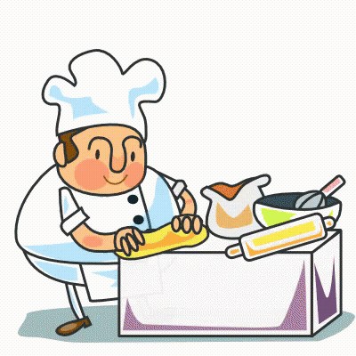 Cartoon Chef Preparing Food On Counter GIF