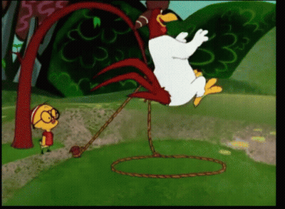 Cartoon Chicken Doing Hula Hoop GIF