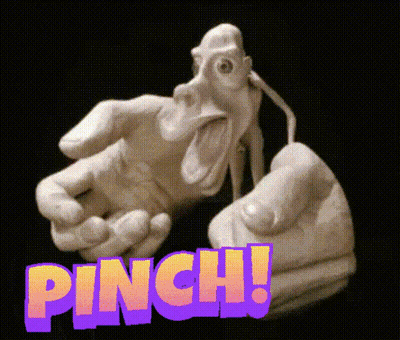 Cartoon Chicken Held By Hand Saying Pinch GIF