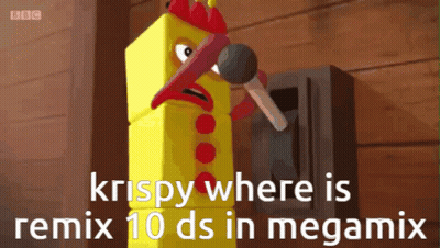 Cartoon Chicken Holding Microphone Crispy Where Is Remix 10 Ds In Megamix GIF